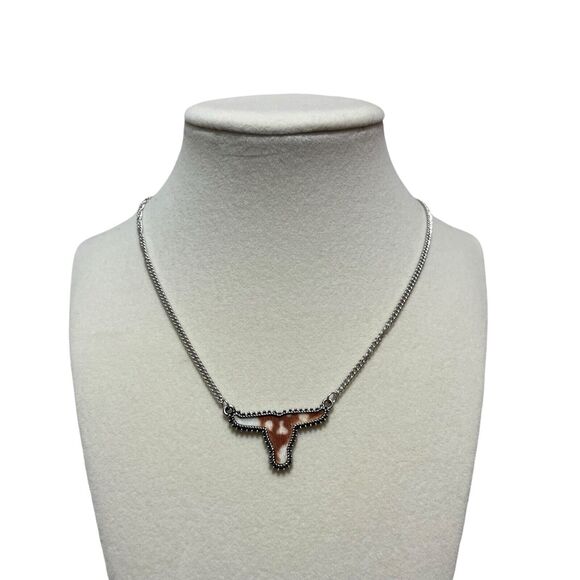 Boho Western Brown Cow Pattern Cow Head Faux Fur Necklace - Picture 2 of 5